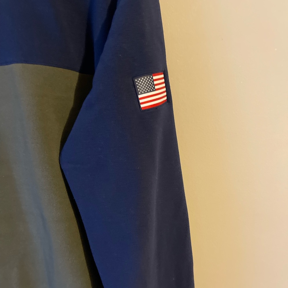 Polo Ralph Lauren RLPC67 USA Flag Fleece Navy Green Pullover Jacket - Picture 7 of 9